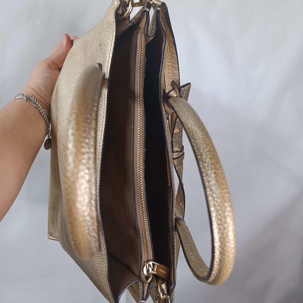 Michael Kors Gold Leather Tote Bag - Picture 6 of 16